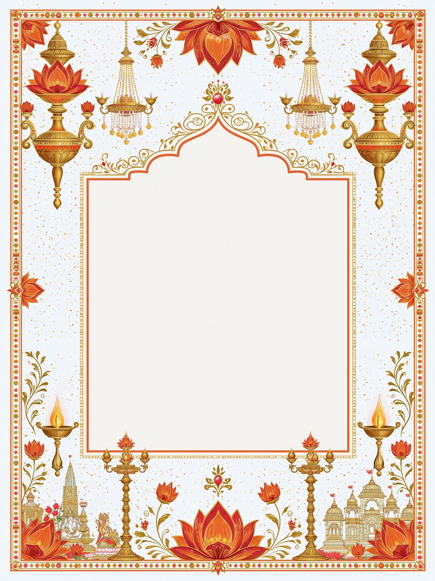 Diwali Lotus Temple Border Print. poster — illustration art