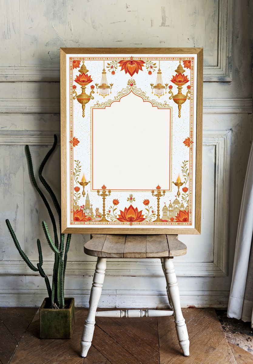 Diwali Lotus Temple Border Print. — room view 1