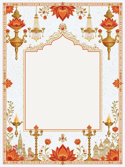 Diwali Lotus Temple Border Print. poster print