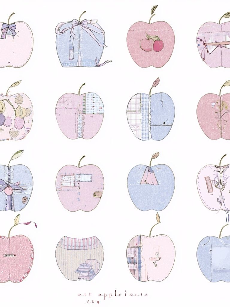 Pastel Apple Collage Illustration Poster. poster detail