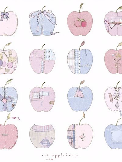 Pastel Apple Collage Illustration Poster. poster