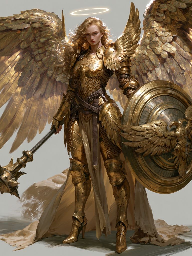 Golden Winged Warrior Fantasy Print. poster detail