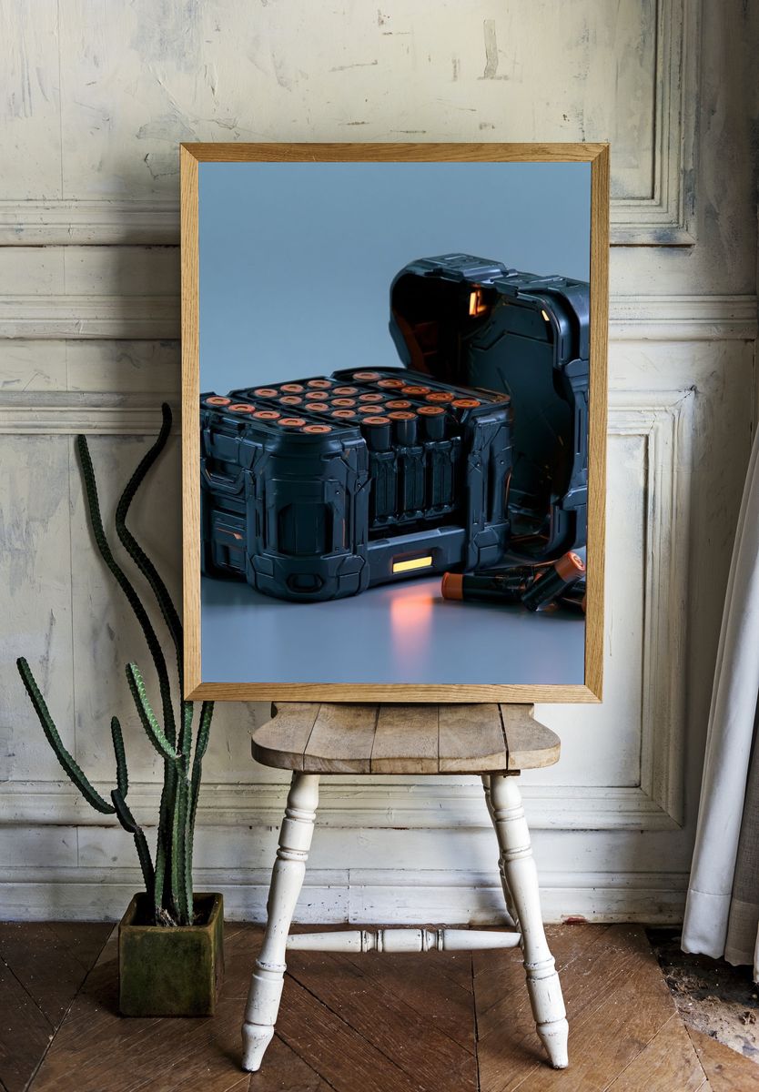 Futuristic Battery Pack Illustration Poster. — room view 1