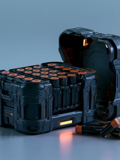 Futuristic Battery Pack Illustration Poster.