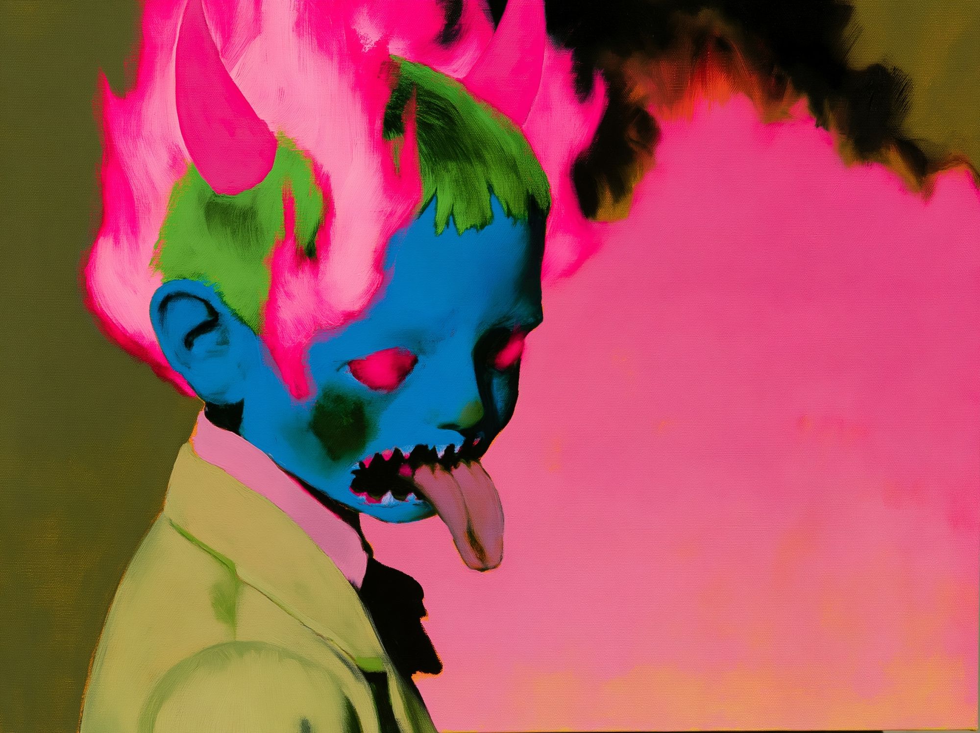 Neon Skull Child Illustration Print. poster detail
