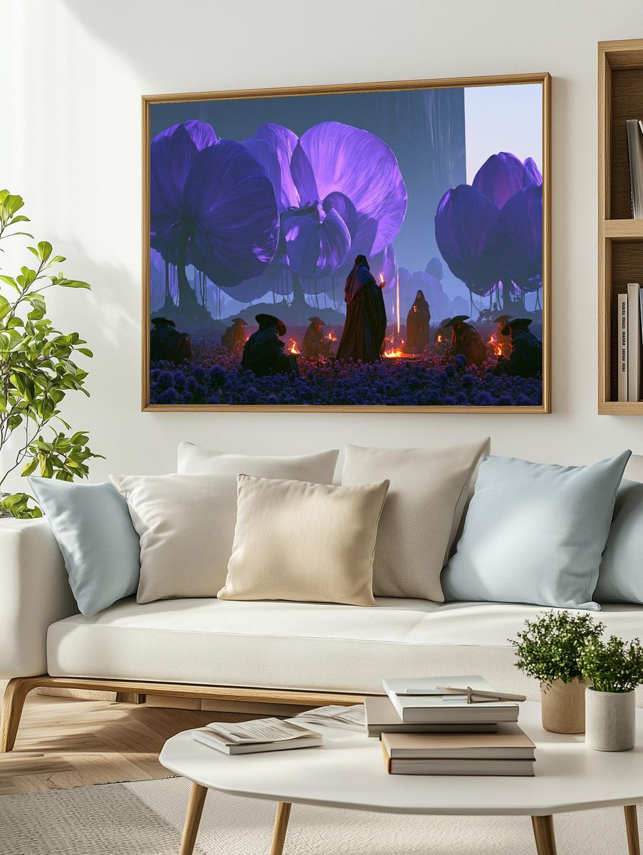 Mystic Violet Bloom Fantasy Print. — room view 2