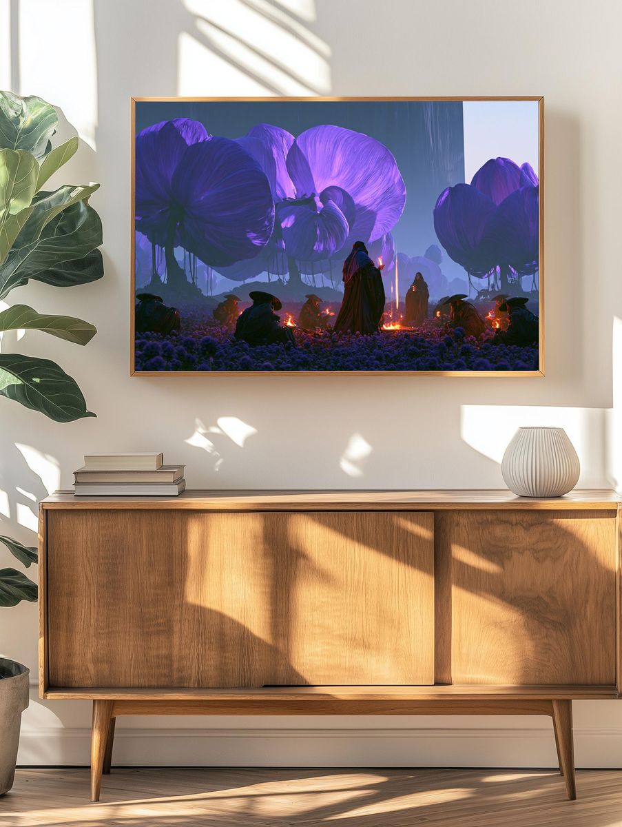 Mystic Violet Bloom Fantasy Print. — room view 3