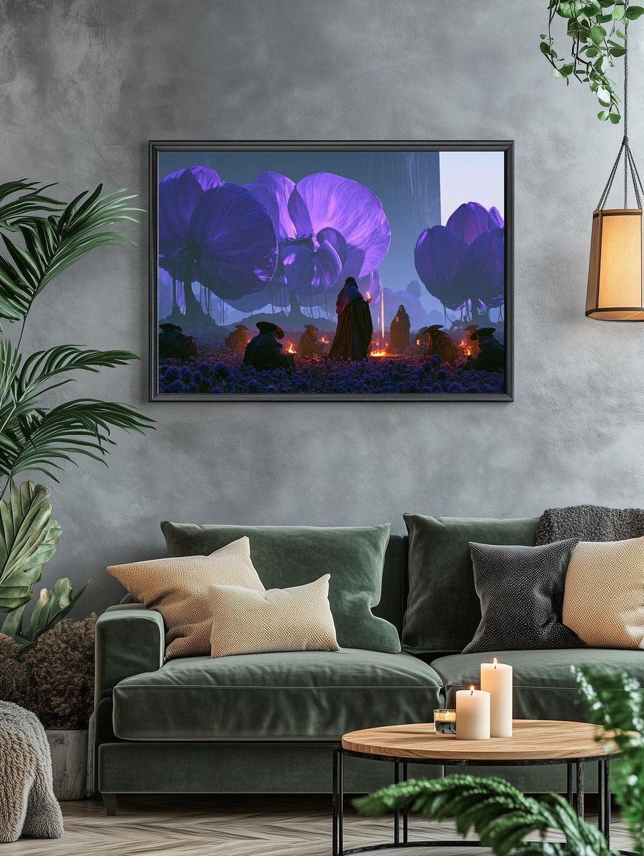 Mystic Violet Bloom Fantasy Print. — room view 4