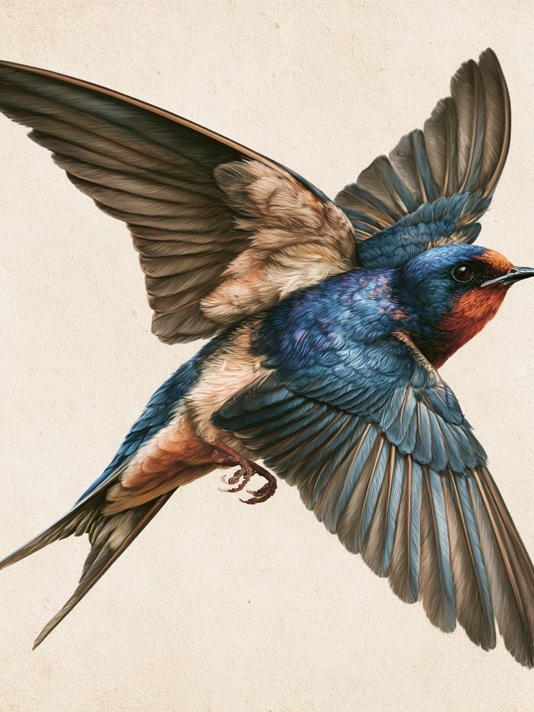 Swallow in Flight Illustration Poster. poster detail