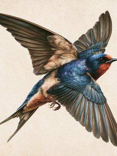 Swallow in Flight Illustration Poster. poster