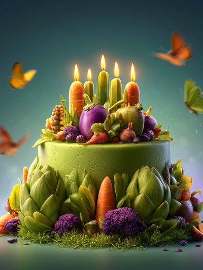 Vegetable Candle Cake Illustration Poster. poster