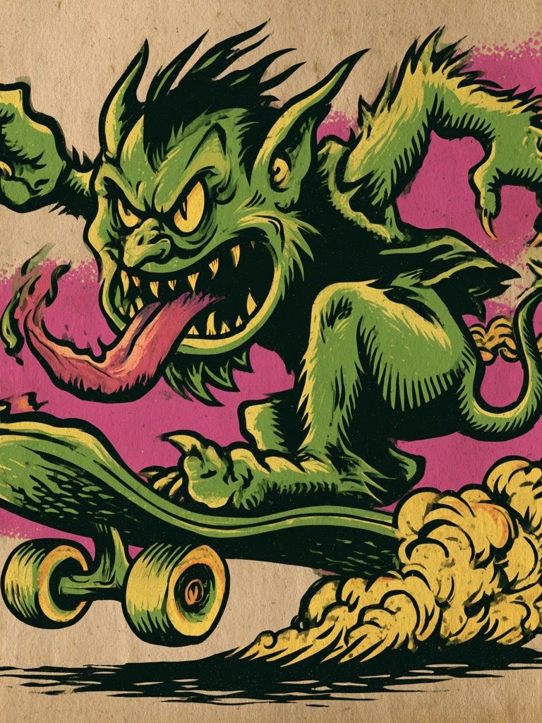 Goblin Skateboard Illustration Poster. poster detail