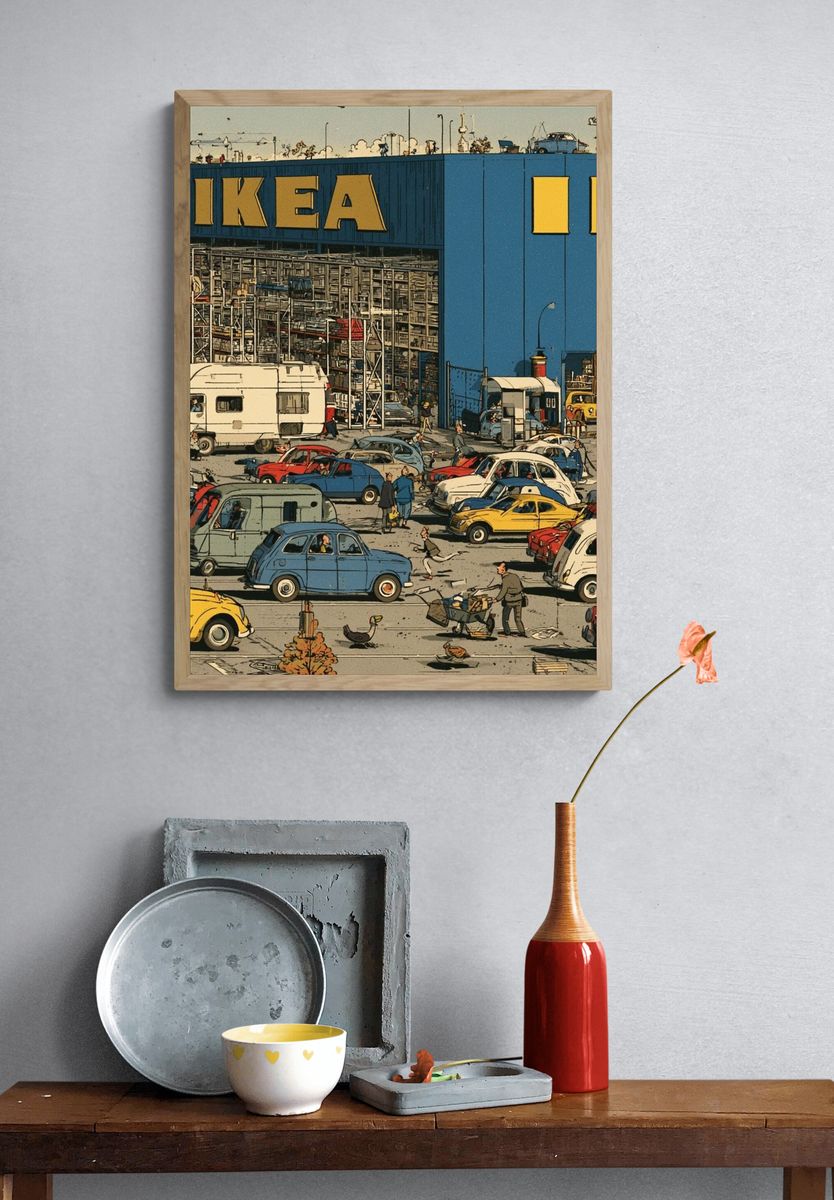 IKEA Parking Lot Vintage Illustration Poster. — room view 3