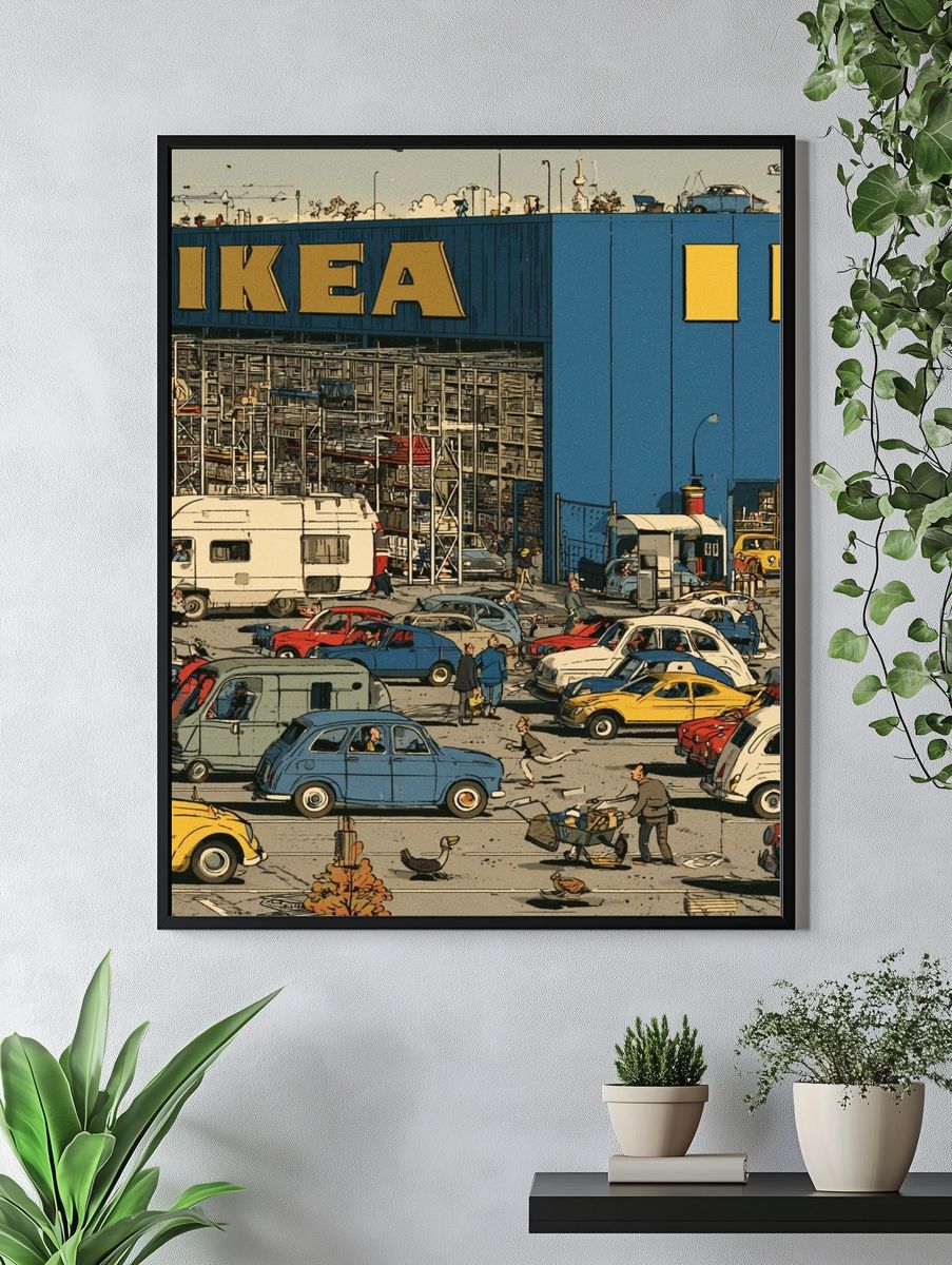 IKEA Parking Lot Vintage Illustration Poster. — room view 4