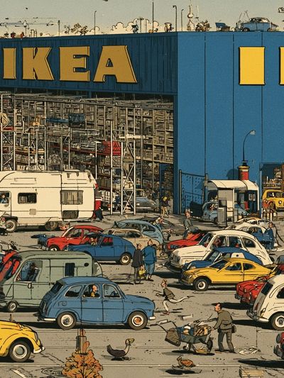 IKEA Parking Lot Vintage Illustration Poster. poster