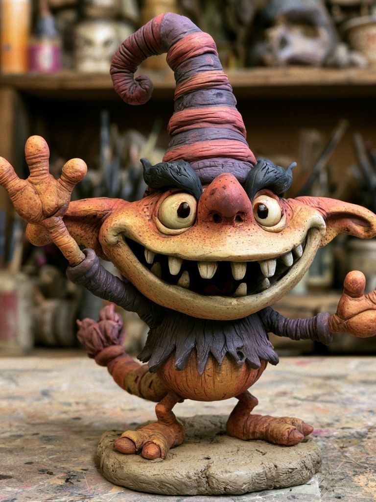 Whimsical Goblin Sculpture Poster. poster — illustration art