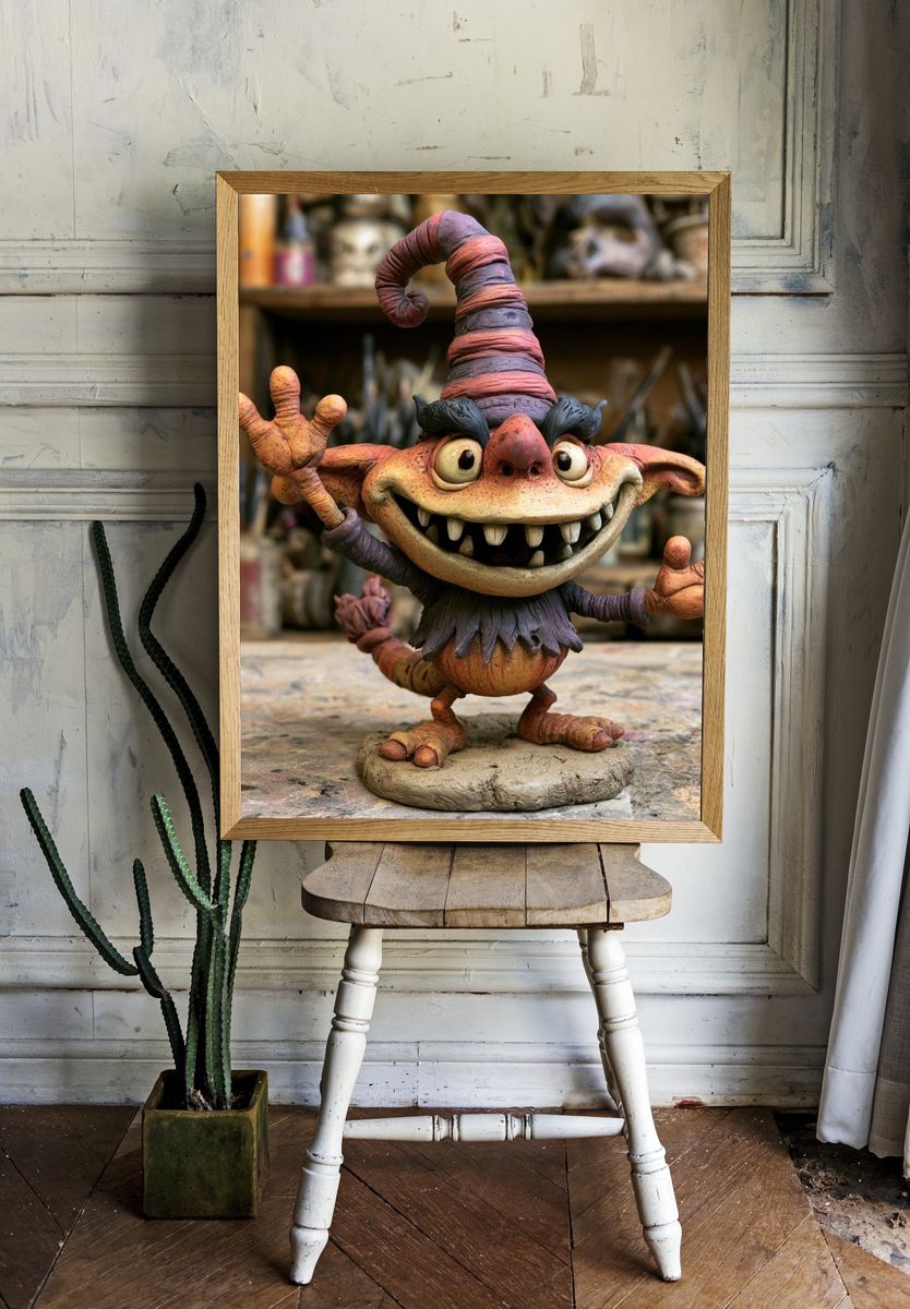 Whimsical Goblin Sculpture Poster. room preview