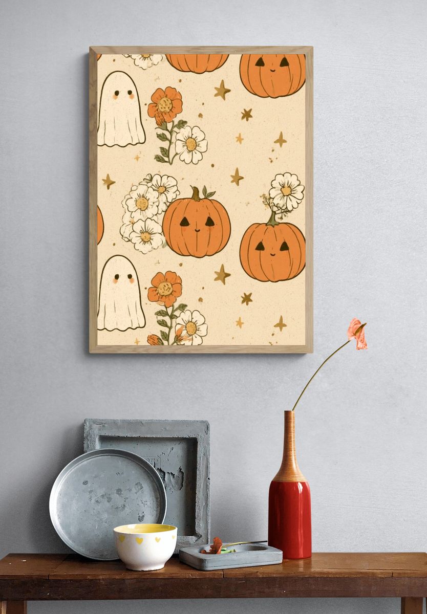 Halloween Pumpkin Pattern Print. — room view 3
