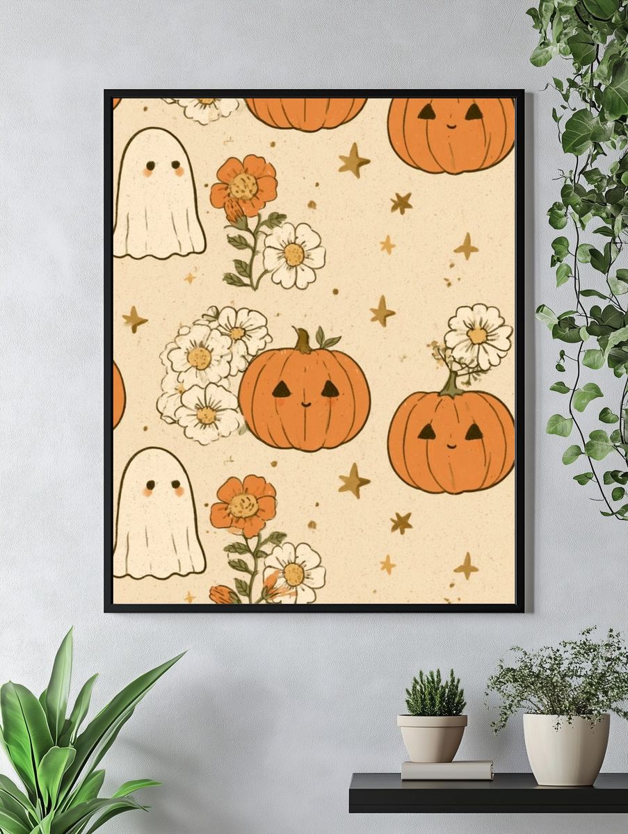 Halloween Pumpkin Pattern Print. — room view 4