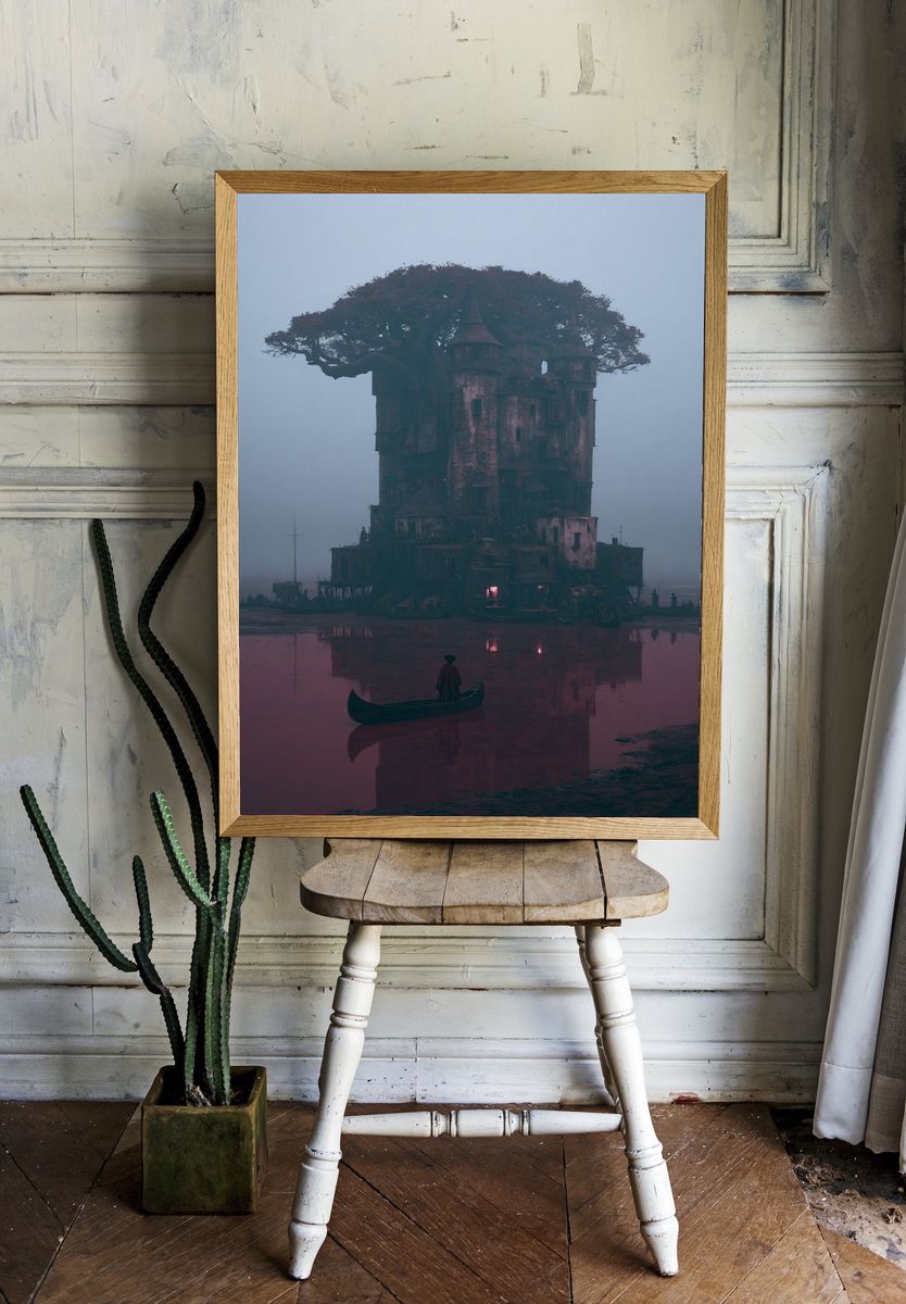 Misty Treehouse Tower Print. — room view 1