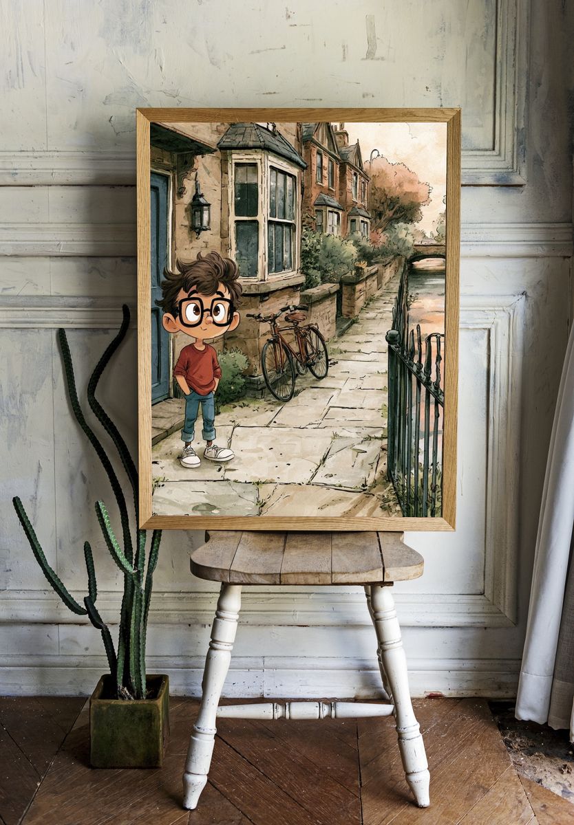 Canal Street Boy Illustration Poster. room preview