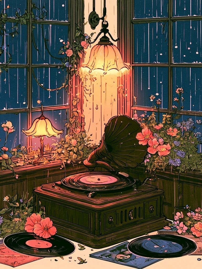 Vinyl Garden Glow Illustration Poster. poster — illustration art