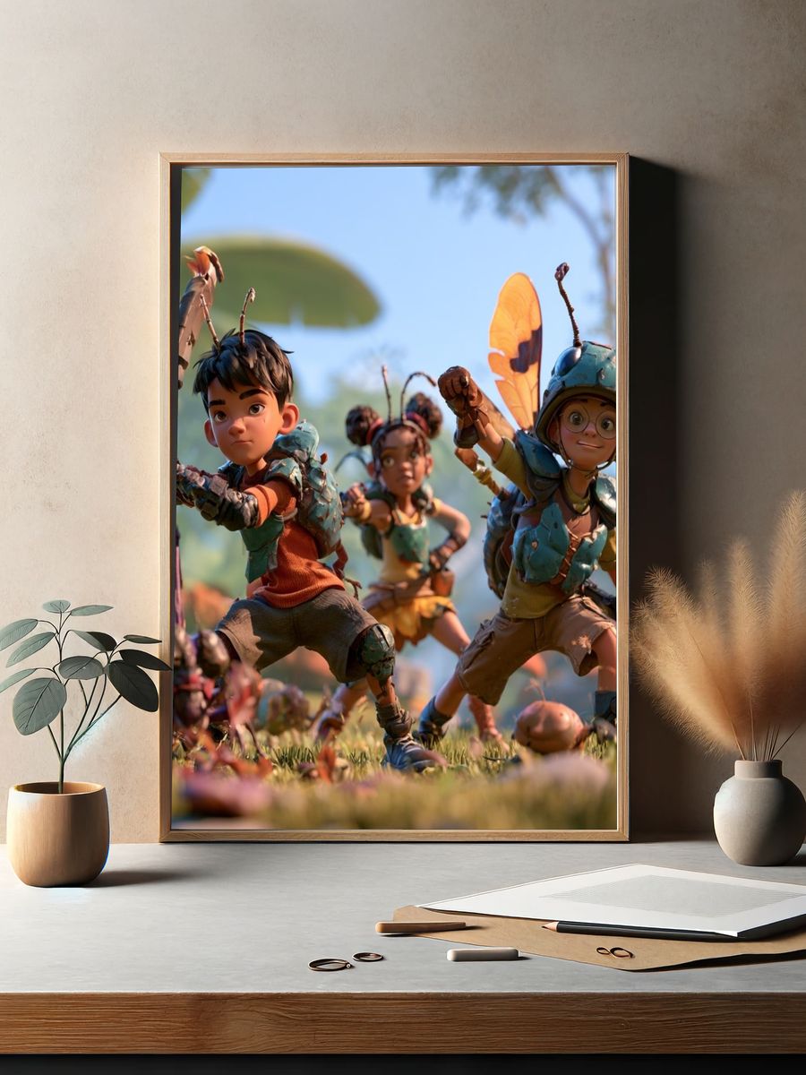 Bug Battle Adventure Illustration Poster. — room view 2