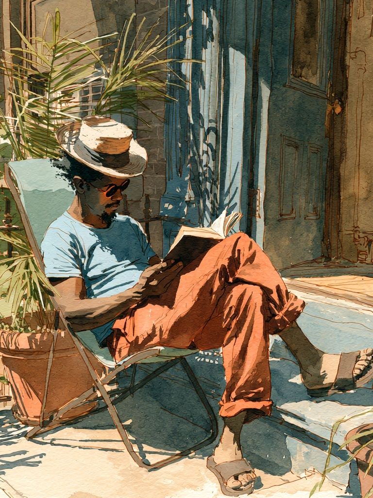 Sunlit Reader Portrait Print. poster — illustration art