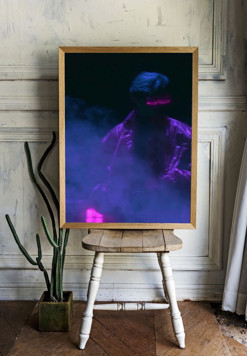 Neon Vapor Portrait Print. room preview