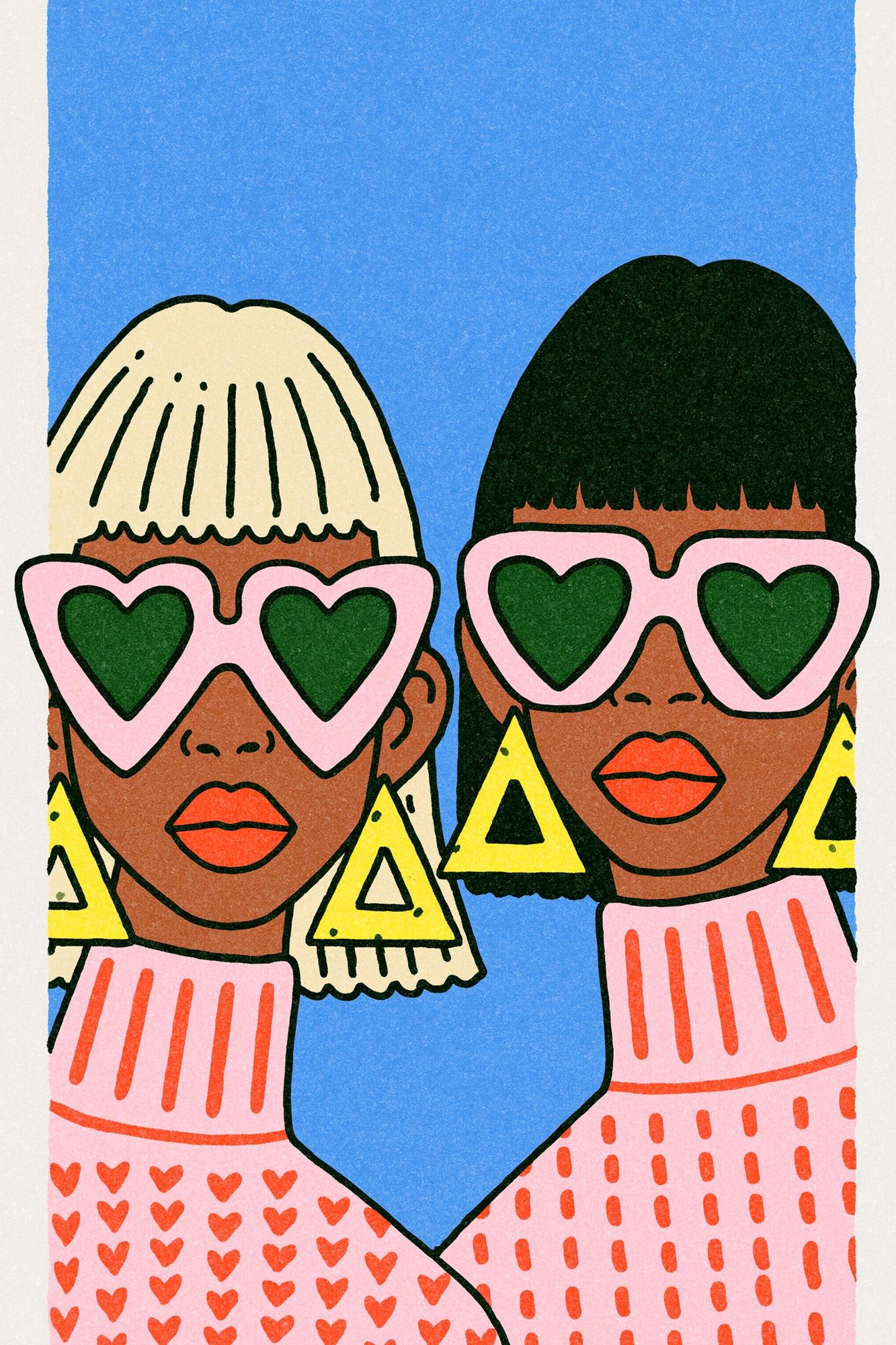 Heart Sunglasses Duo Illustration Poster. poster — illustration art