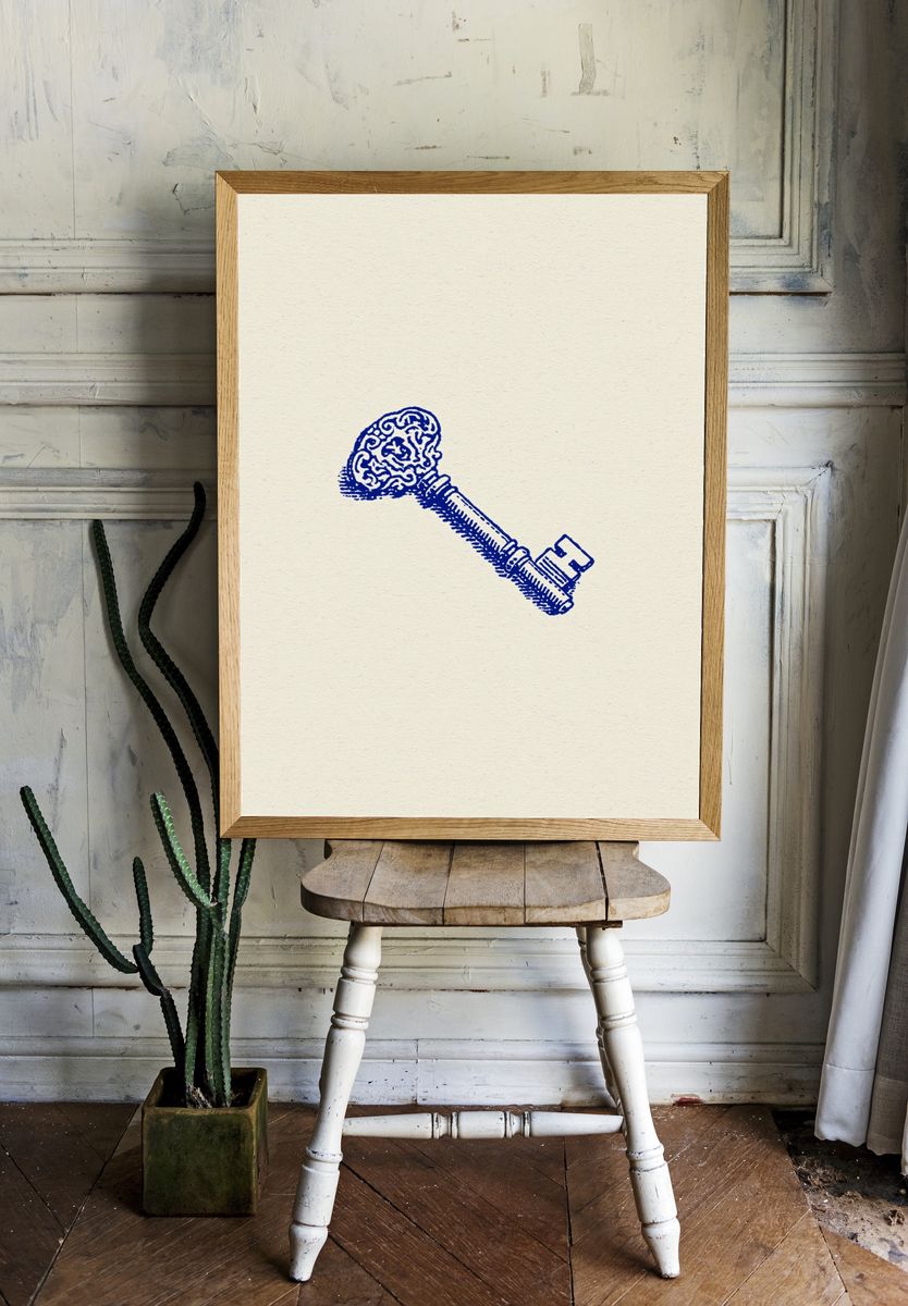 Ornate Skeleton Key Illustration Poster. — room view 1