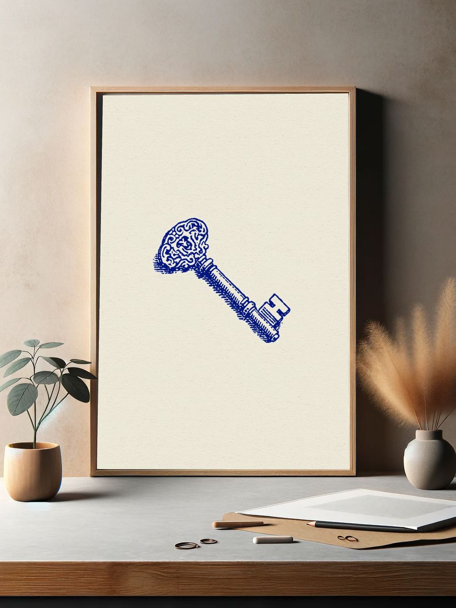 Ornate Skeleton Key Illustration Poster. — room view 2