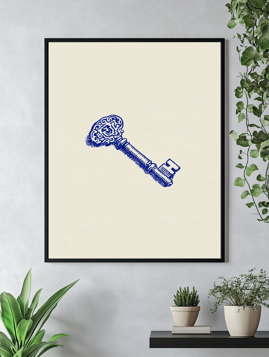 Ornate Skeleton Key Illustration Poster. — room view 4