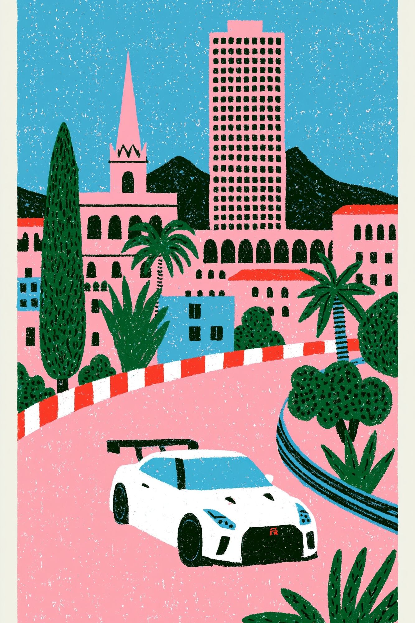 Racing Cityscape Illustration Poster. poster detail