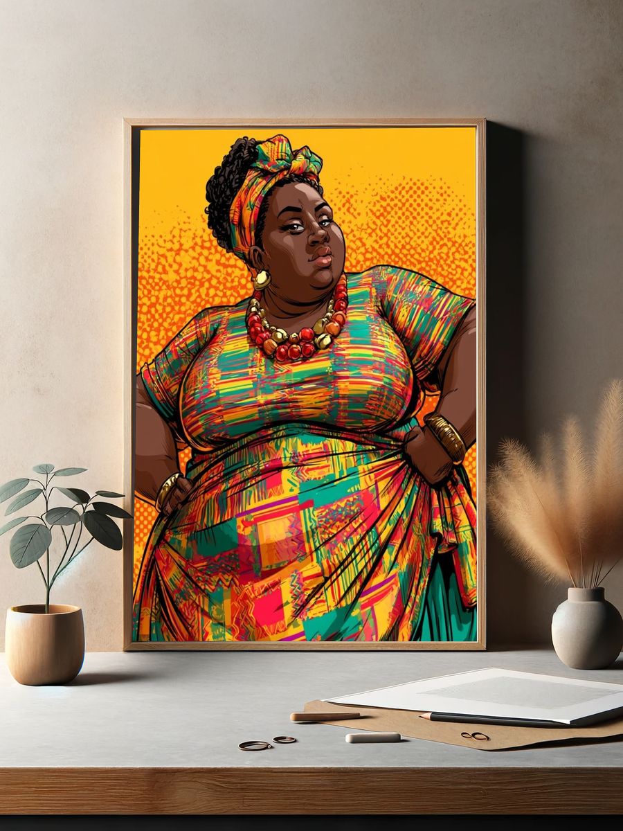 Bold African Portrait Illustration Poster. — room view 2