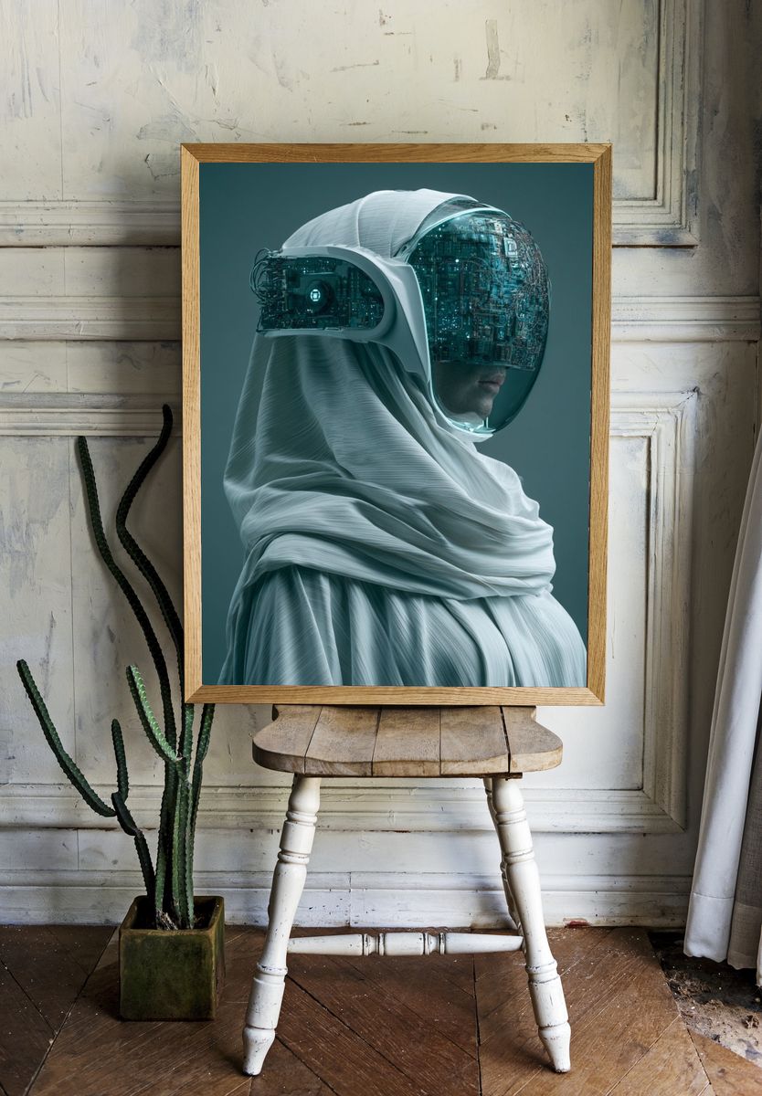 Cyber Oracle Portrait Print. — room view 1