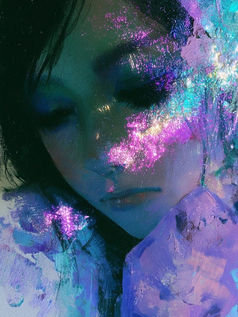 Dreamy Neon Portrait Print. poster detail