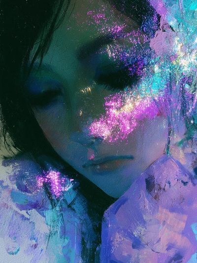 Dreamy Neon Portrait Print. poster