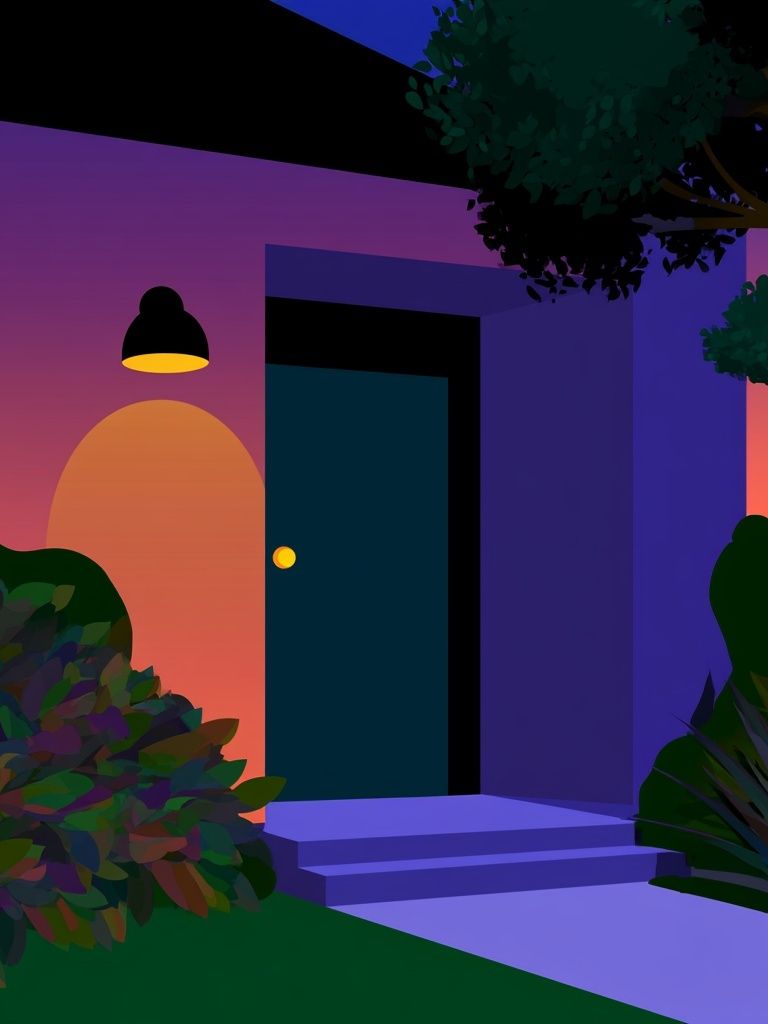 Midnight Garden House Illustration Poster. poster detail