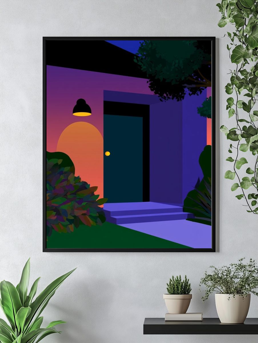 Midnight Garden House Illustration Poster. — room view 4