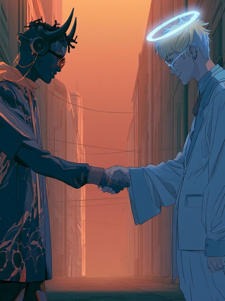 Haloed Rivals Digital Art Poster. poster detail