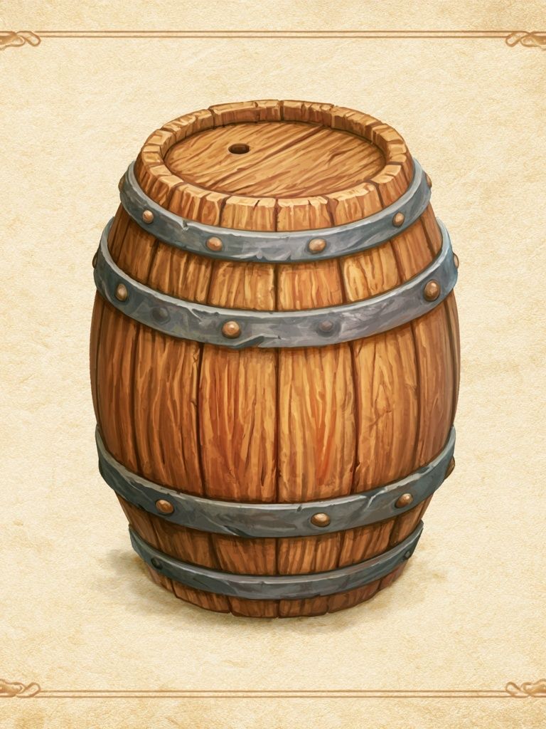 Wooden Barrel Vintage Illustration Poster. poster — illustration art