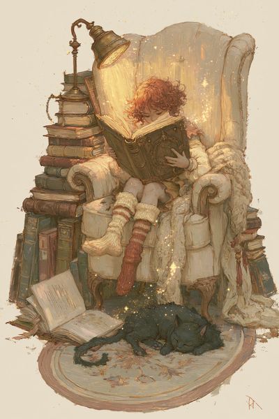 Cozy Reading Nook Illustration Poster. poster