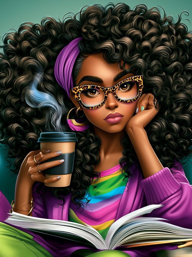 Stylish Reading Woman Illustration Poster. poster detail