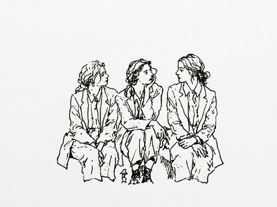 Three Women Line Art Poster. poster print
