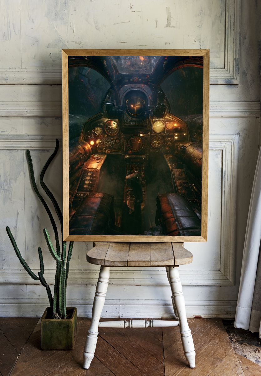 Steampunk Cockpit Interior Print. — room view 1