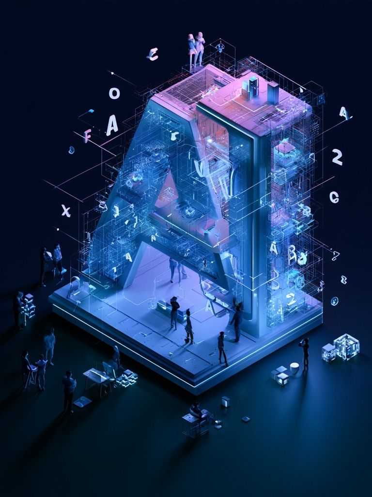 Futuristic Letter A Digital Art Poster. poster detail