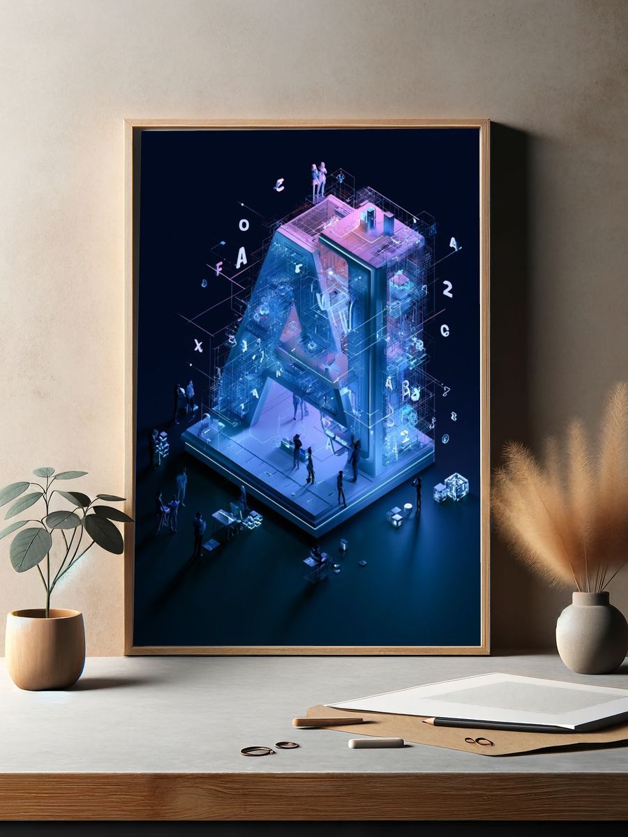Futuristic Letter A Digital Art Poster. — room view 2