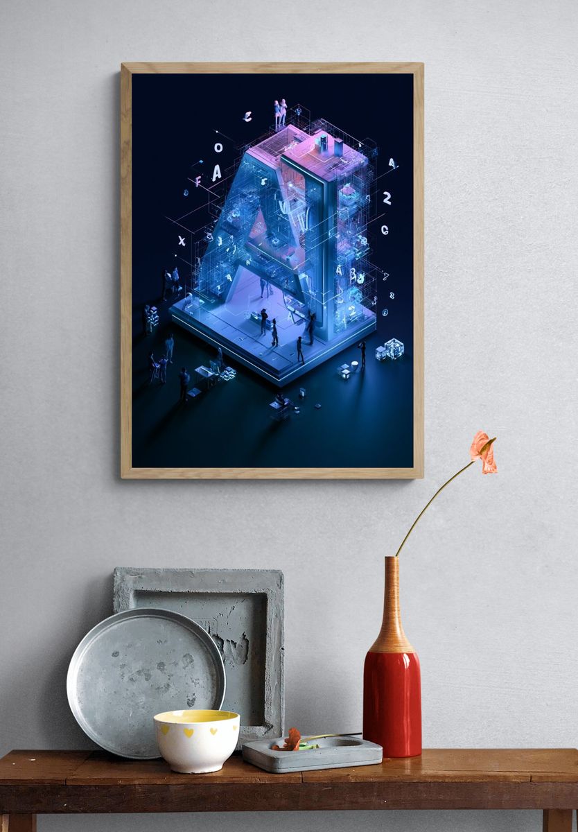 Futuristic Letter A Digital Art Poster. — room view 3