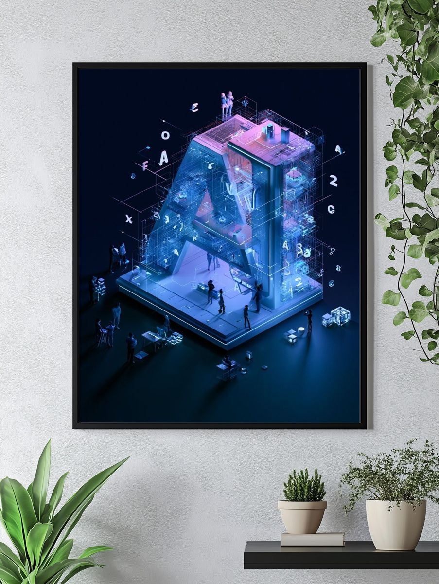 Futuristic Letter A Digital Art Poster. — room view 4